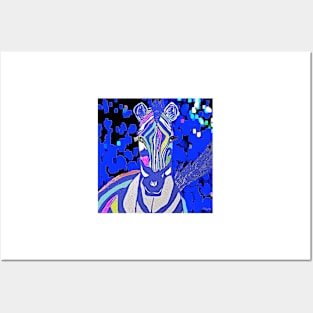 Zebra I Dreamed About A Blue Zebra Posters and Art